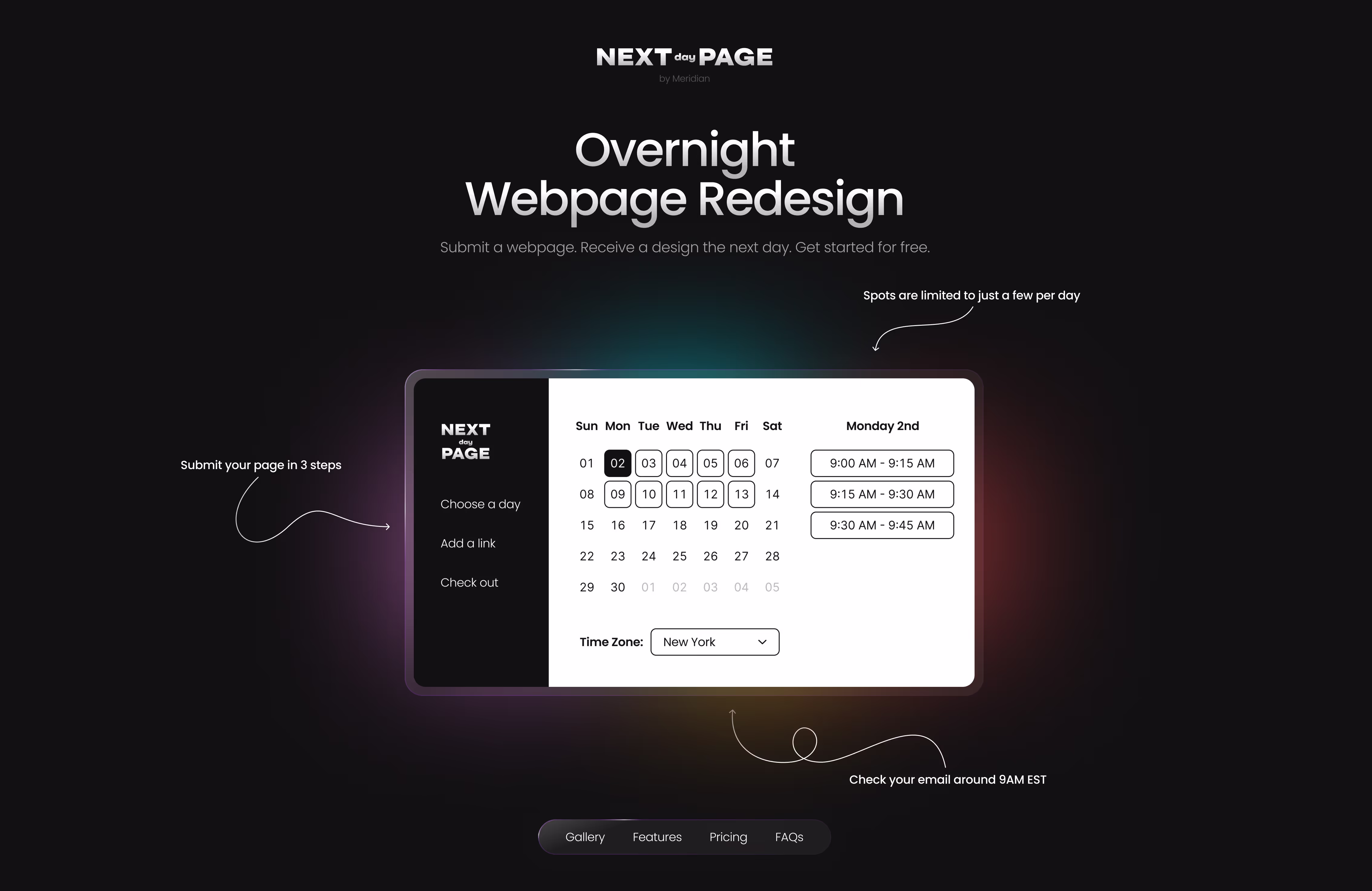 Next Day Page project showcase
